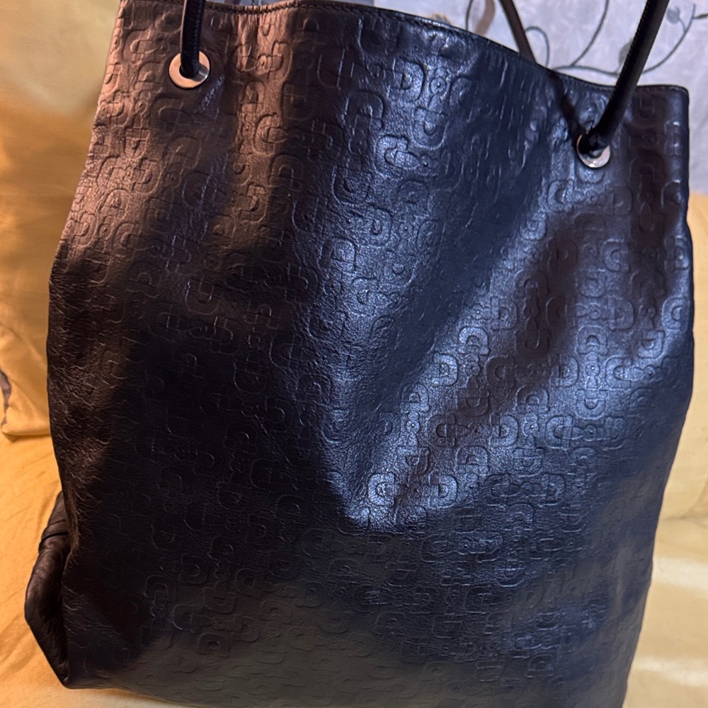 Elegant Black Gucci Embossed Tote Bag